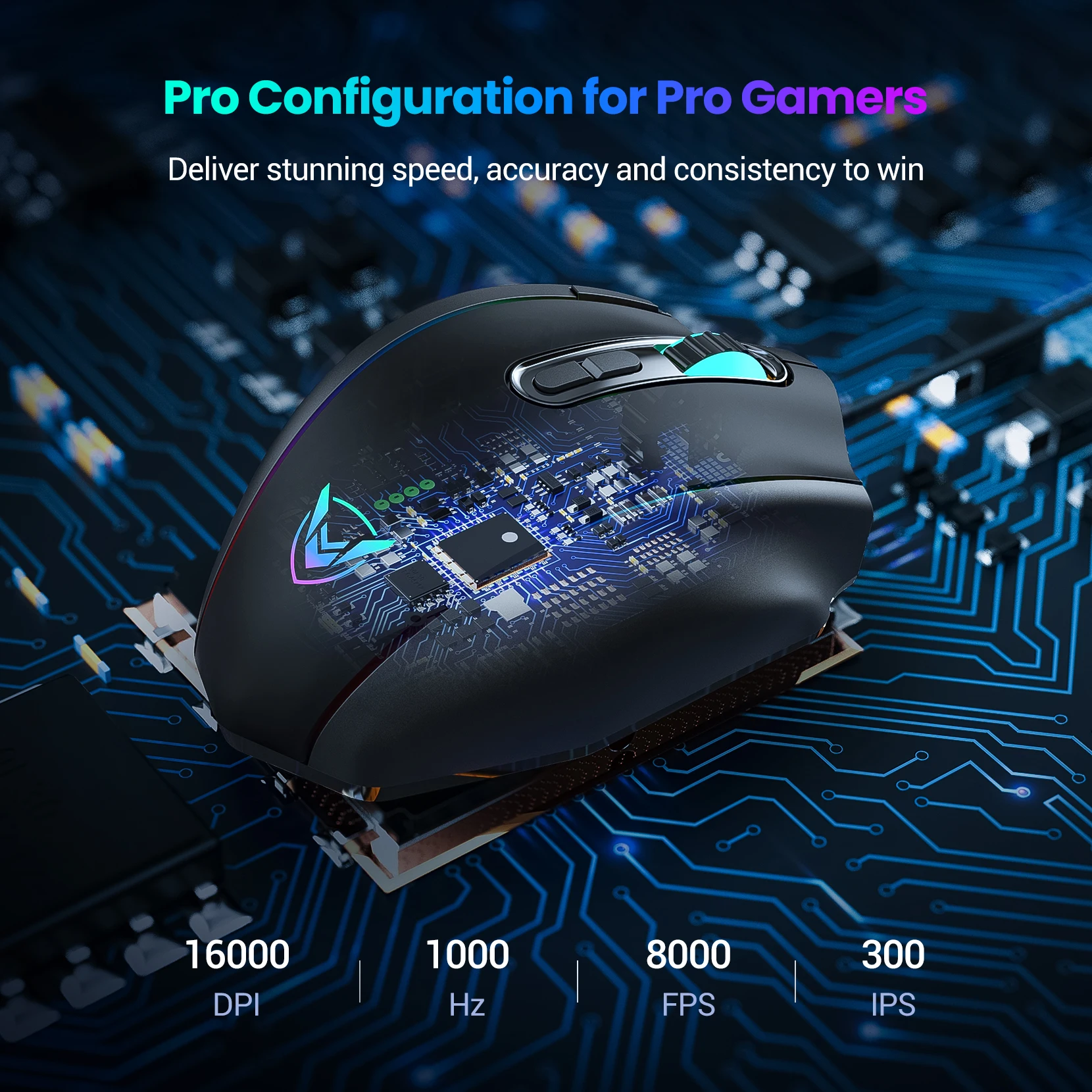 PICTEK PC306 профессиональная игровая мышь 16000DPI программирующая регулируемый