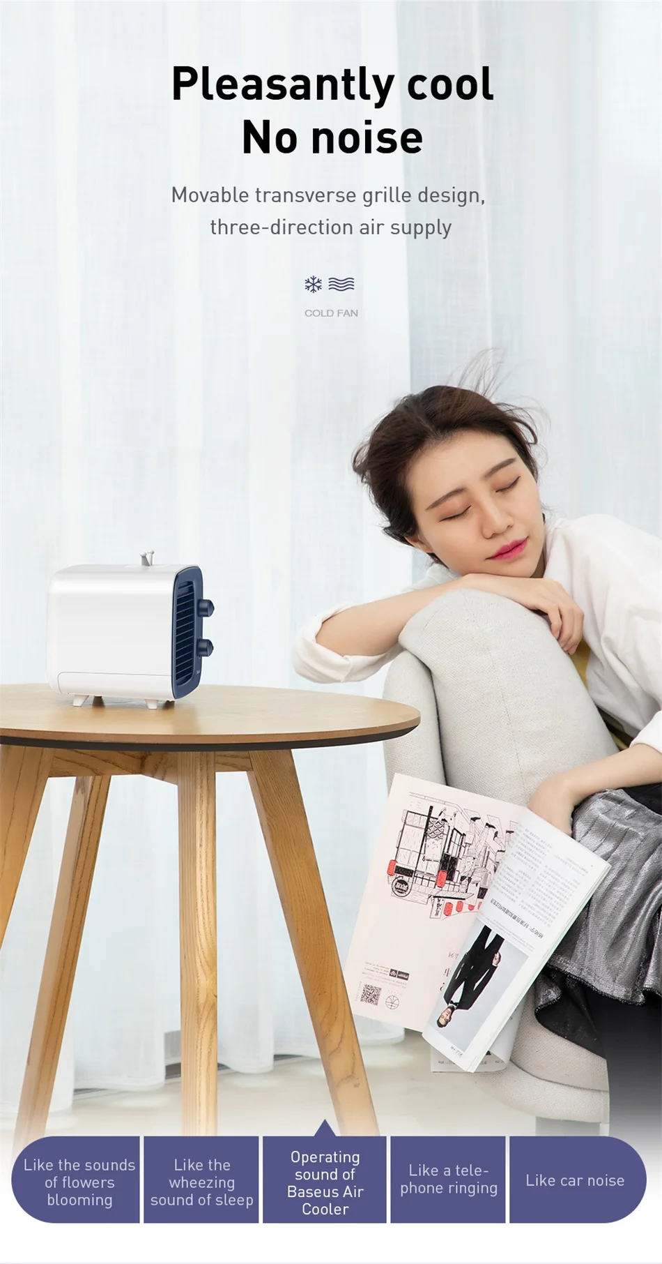 Baseus вентилятор-охладитель воздуха портативный кондиционер увлажнитель воздуха для домашнего офиса Настольный кондиционер вентилятор очищает Вентилятор охлаждения