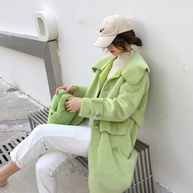 Милая цветная ветровка из искусственного меха норки пальто для женщин коллекция