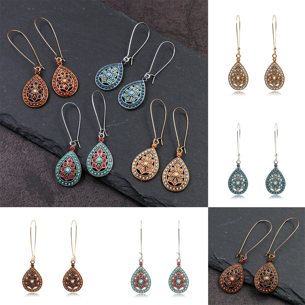 Женские винтажные серьги капельки Boho этнические висячие с бусинами в индийском