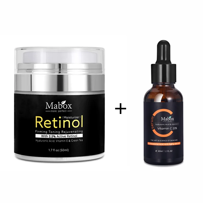 

MABOX 20% Super Vitamin C serum +2.5% Retinol Serum Anti Wrinkle Day Moisturizer Cream Vitamin C Facial Serum Skin Care Set