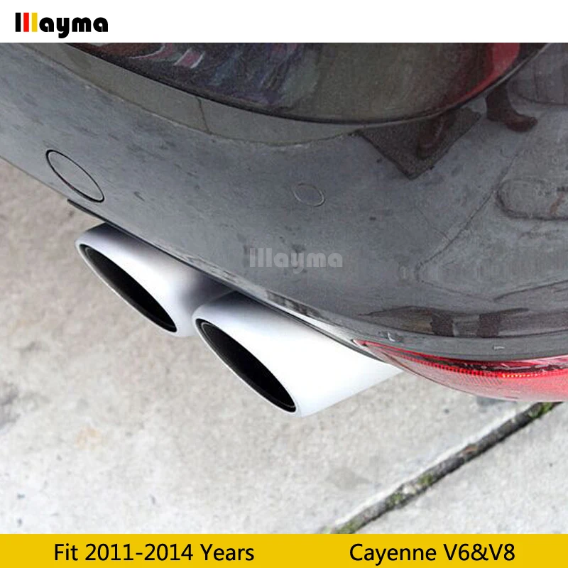 Серебряные наконечники выхлопной трубы глушитель для Porsche Cayenne V6 V8 2011 2012 2013 2014 s GTS