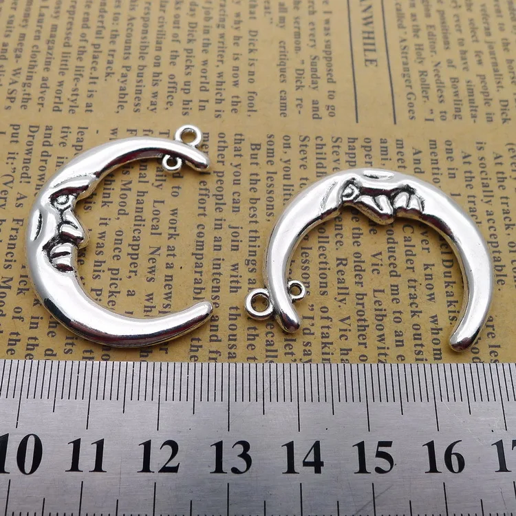 

Craft For Jewelry Findings Components 2 Pieces 30x40mm Antique Silver Color Moon Connector