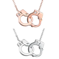 women pendant necklace handcuffs stainless steel rose gold girl fahion jewelry