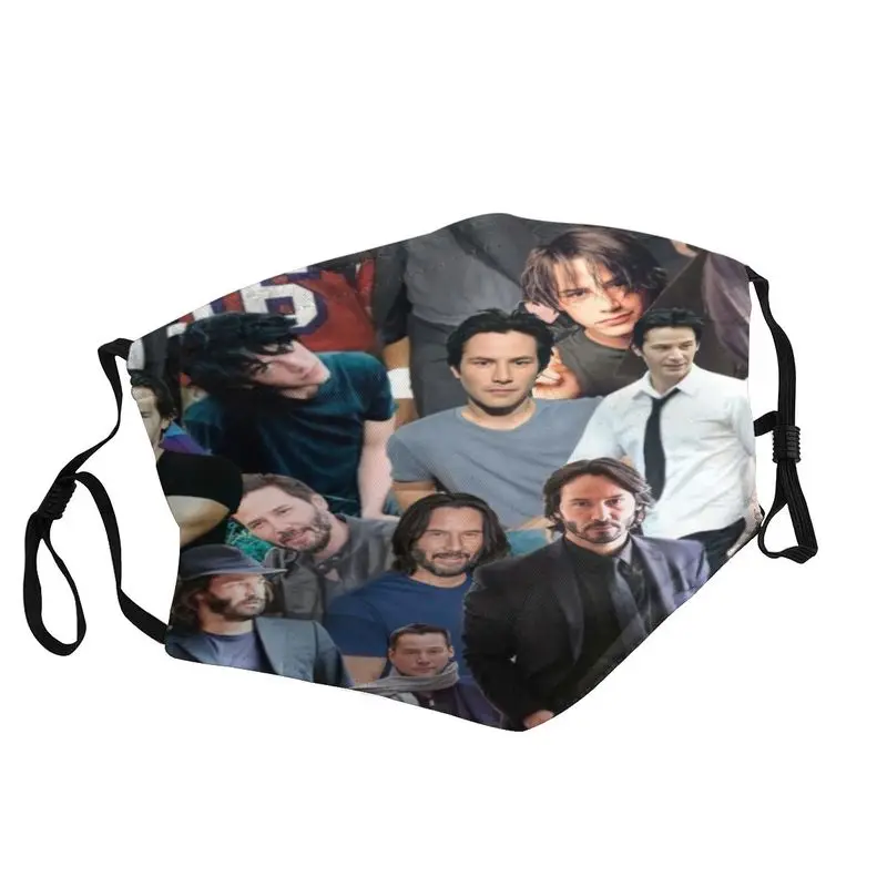 

Keanu Reeves Photo Collage Mask Anti Dust Breathable Face Mask Protection Cover Men Respirator Mouth-Muffle