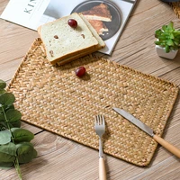 handmade coaster table mats place mat home decor natural rattan woven heat pad straw pot bowl western cup plate mat tea table