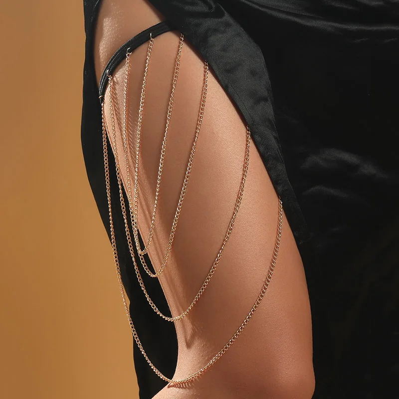 Женская многослойная цепочка на ногу модная простая металлическая цепь золотого