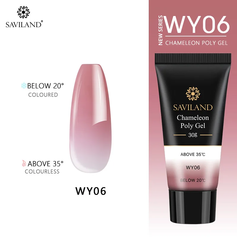 WY06 Saviland 30 г термо полигель для наращивания пальцев Кристальное желе полигель для ногтей Камуфляжный УФ светодиодный твердый гель акриловый строительный гель - Цвет: WY06