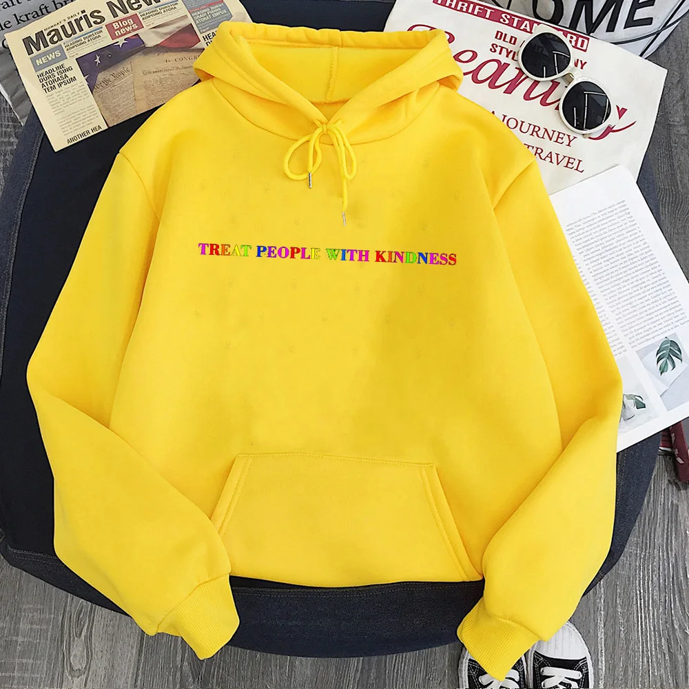 

Treat People with Kindness Sweatshirt Streetwear Fashion Tops Letter Pullovers Men 2021 Vintage Hoodies Aesthetic
