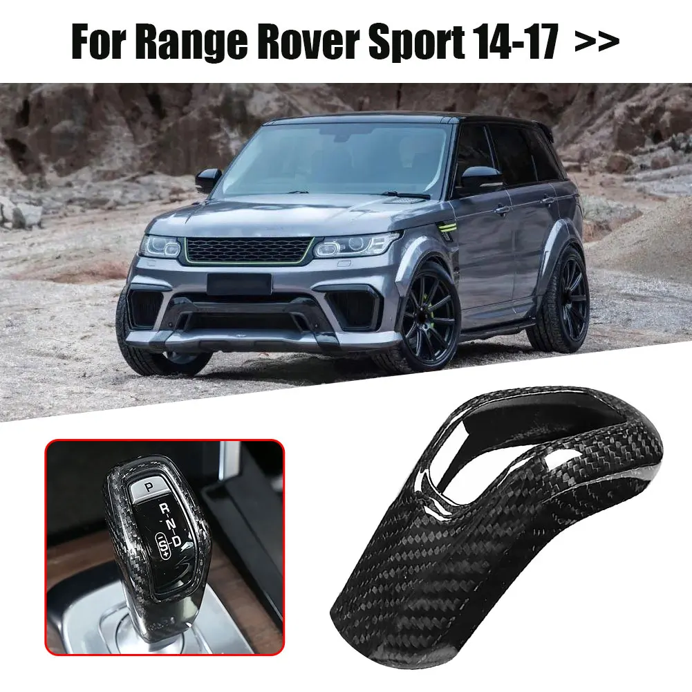 

Real Carbon Fiber Gear Shift Knob Cover Trim Activated Shifter Car Modification Accessories for Range Rover Sport 14-17 Black