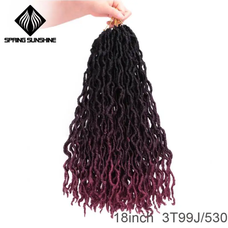 T4/27/30 Весна солнце 12 18 дюймов Nu Locs Ombre Faux Locs Curly плетение волос Синтетические крючком косы волос - Цвет: T4/27/30