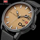 MINIFOCUS Модные кварцевые часы Ретро, мужские спортивные повседневные часы, мужские часы с календарем, мужские часы с кожаным ремешком, модный подарок, мужские водонепроницаемые
