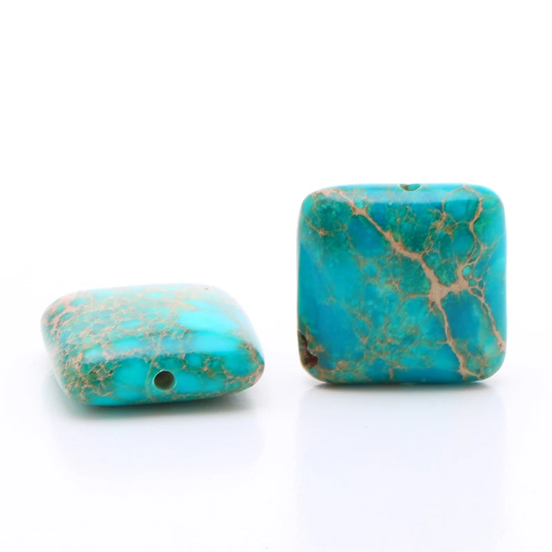 Emperor Pine Beads Natural Stone 14mm Square Shape See sediment Loose bead fit Jewelry Bracelet Making DIY DXT02302