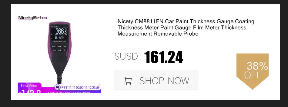 Nicety CM8801FN Fe и NFe 2 в 1 Автомобильный прибор для измерения толщины покрытия, измеритель толщины пленки, измеритель толщины краски