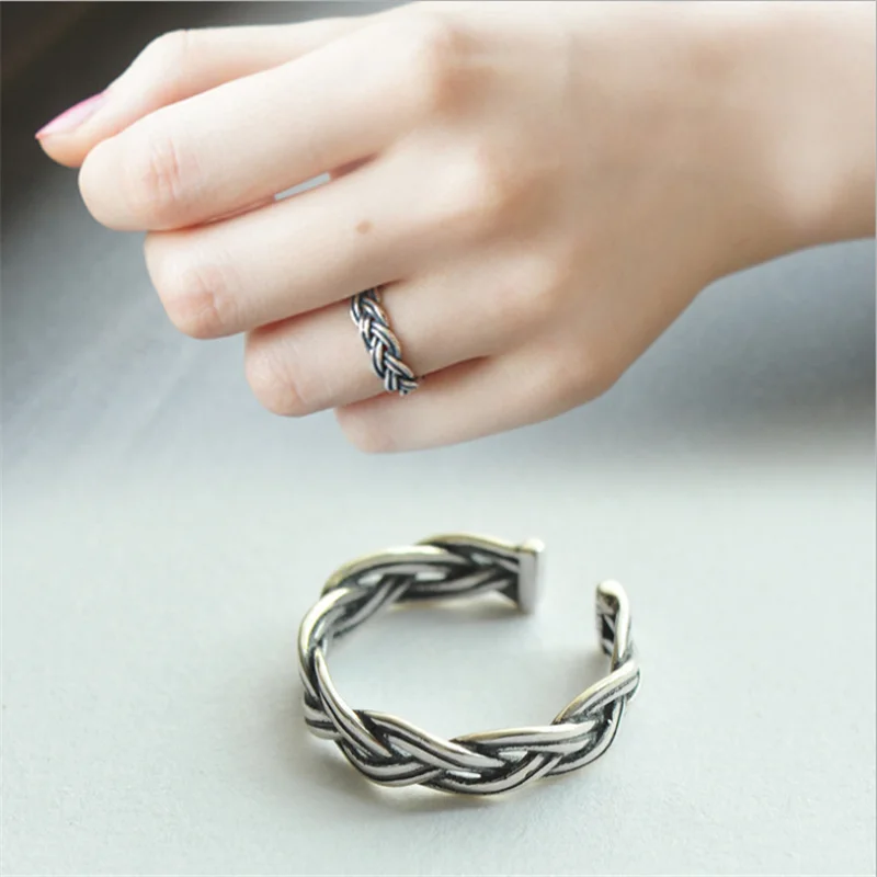 

Simple and Versatile Winding Braided Rope Opening Retro Ring Korean Men and Women Holiday Gifts Party Jewelry Wholesale