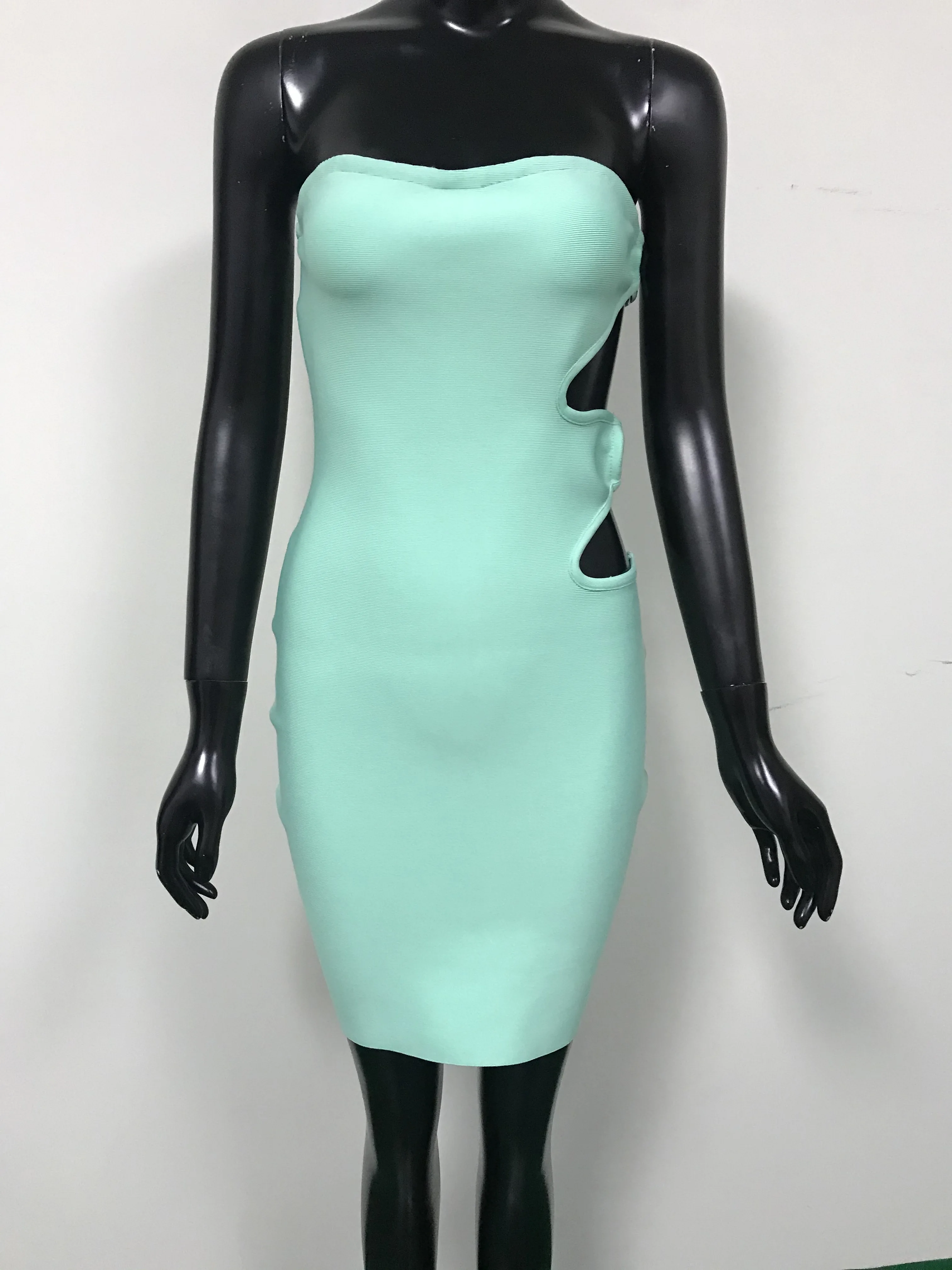 

Brand New 2020 Women Fashion Sexy Hollow Out Strapless Bandage Dress Designer Elegant Evening Celebrity Party Dress Vestido