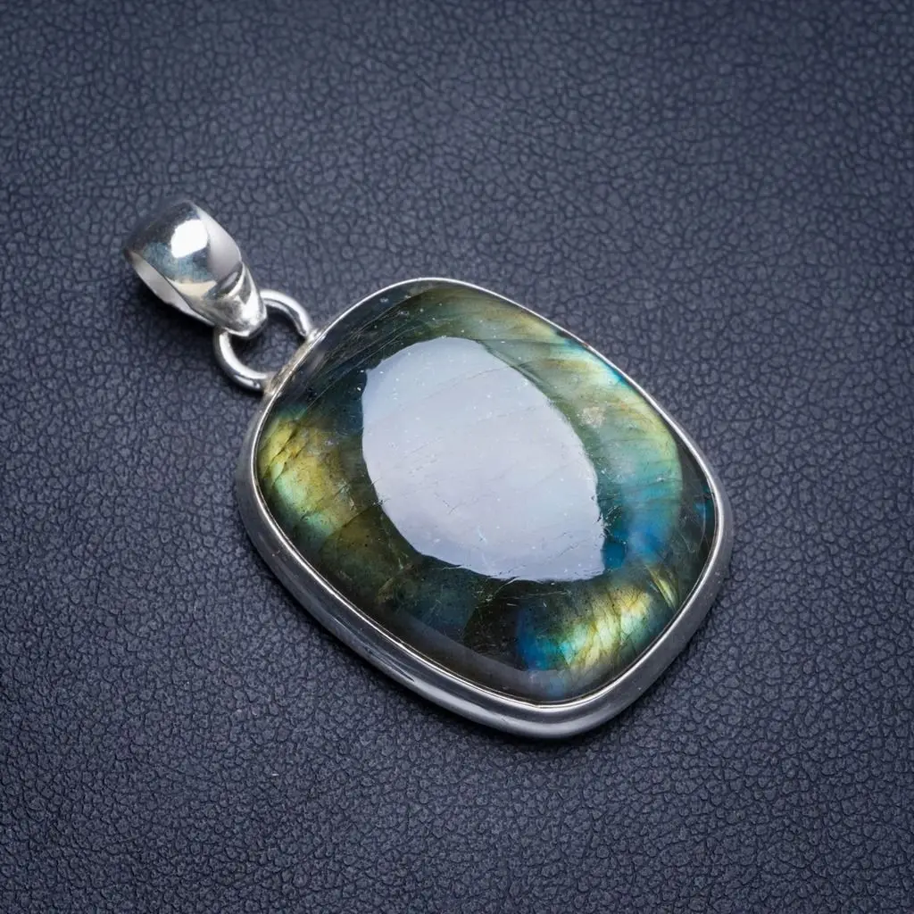 Натуральный голубой огненный Лабрадорит ручной работы уникальный кулон из