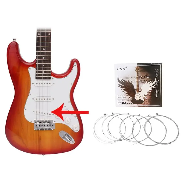 

652D 6pcs E104 Electric Guitar Strings 008-038 Plated Steel Core Nickel Alloy Wound