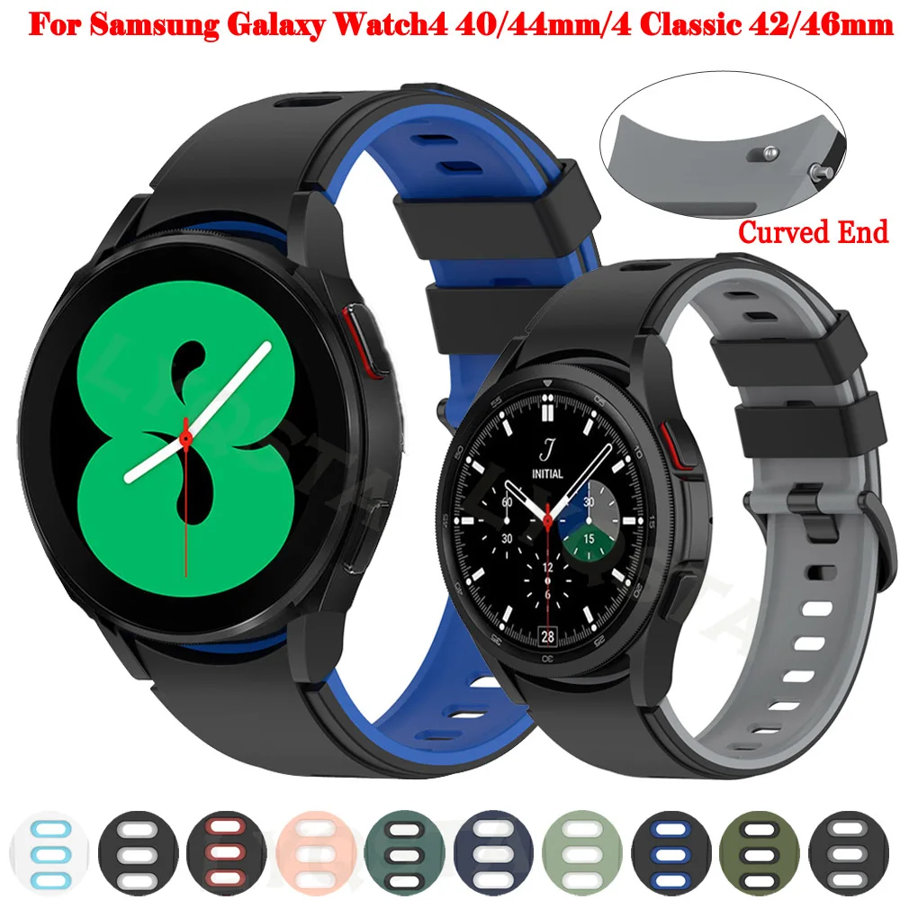 

No Gaps Silicone Strap For Samsung Galaxy Watch 4 44mm 40mm Curved end Metal Belt Bracelet Galaxy Watch4 Classic 46mm 42mm Band