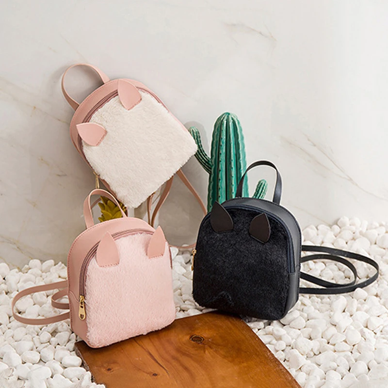 

Лидер продаж, милые женские рюкзаки в Корейском стиле, рюкзаки с плюшевой лисой, маленький рюкзак на плечо из искусственной кожи с объемными...