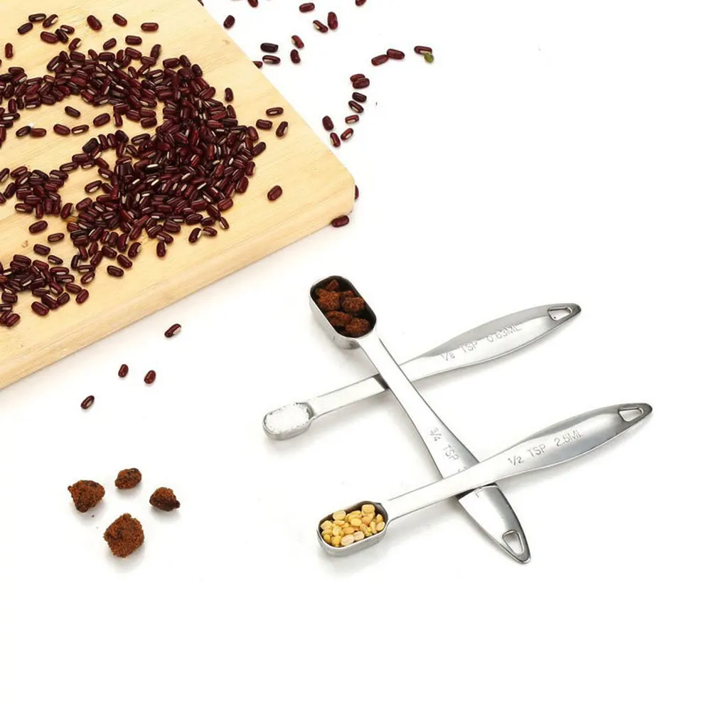 6 шт./компл. металлические мерные ложки из нержавеющей стали для сухих и жидких