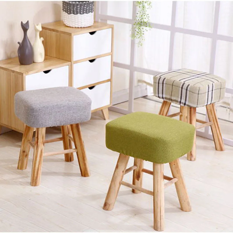 

Small Stool Change Shoes Round Stool Wood Square Stool Removable and Washable Baby Stool Wood Kids Stool