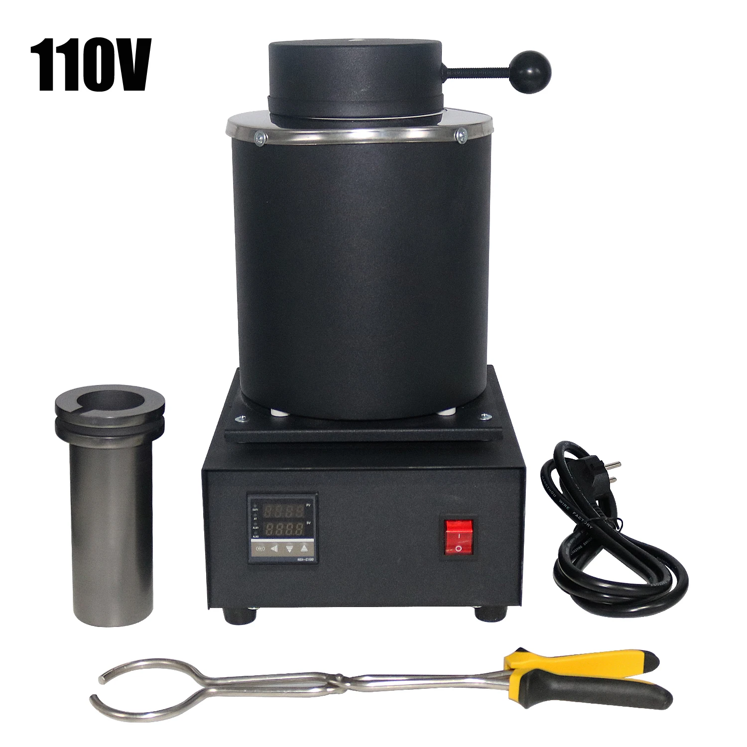 2 кг плавильная печь для золота 1100℃ цифровой плавильной печи машина отопление Ёмкость 1400W золота отливки Серебряные ювелирные изделия инструменты - Цвет: Black 110V