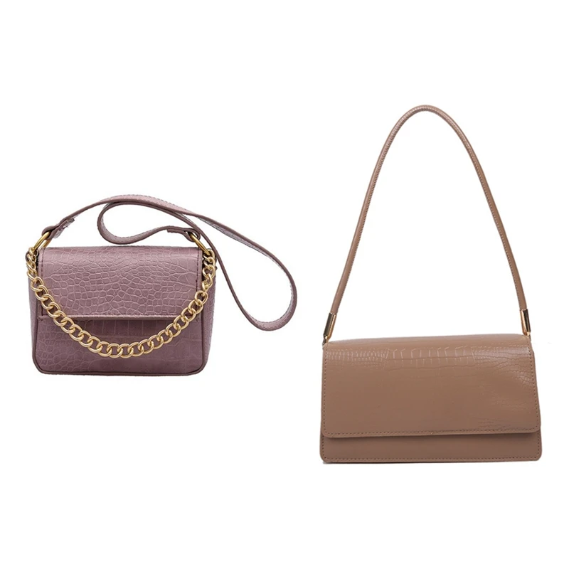 

Сумка 2 шт.: модная сумка через плечо из искусственной кожи (полиуретан), сумка-мессенджер с замком на цепочке, фиолетовая и наплечная сумка ц...