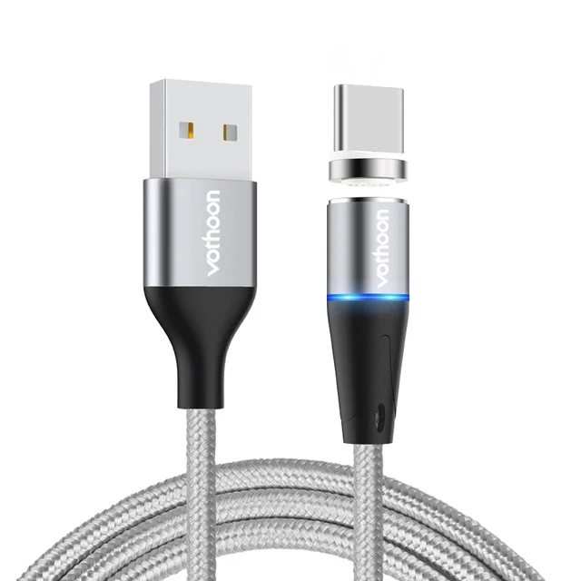 Silver Магнитный usb-кабель votoon 2 м, 3 А, быстрая зарядка, Micro USB type-C кабель для iPhone 11 Pro, samsung S10, Xiaomi, магнитное usb-зарядное устройство - Цвет: Silver