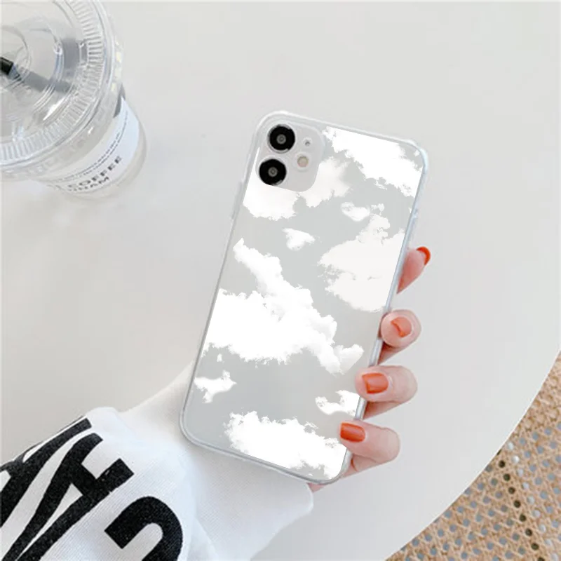 fundas for oneplus nord z 7t 8 9 7 pro 8t 6t 5t transparent white cloud print soft silicone protective phone case back cover free global shipping