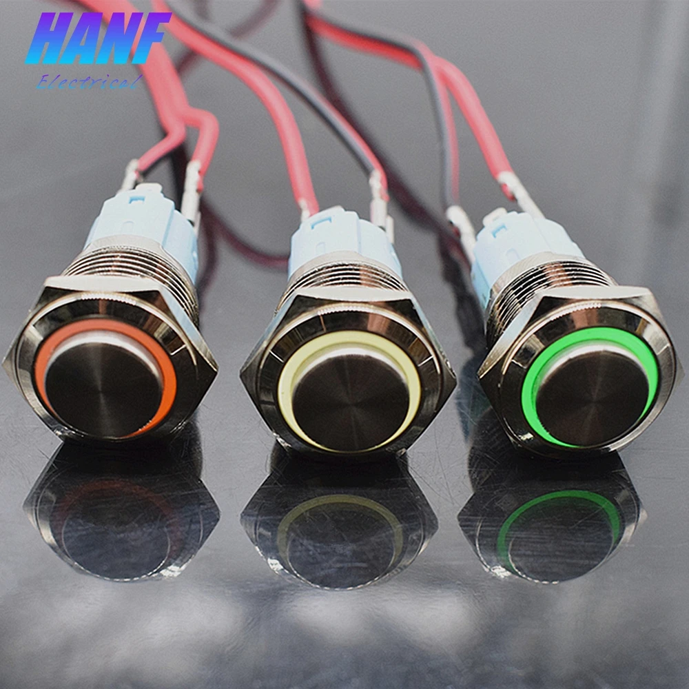 1 шт. 16 мм металлический кольцевой кнопочный переключатель кольцо LED 5 в 12 В 24 220