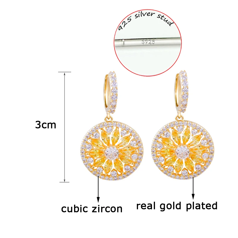 

SINLEERY korean luxury earrings Crystal Round Drop Hoop Earring For Women Gold Silver Color Ear wedding accessories ES566 SSP