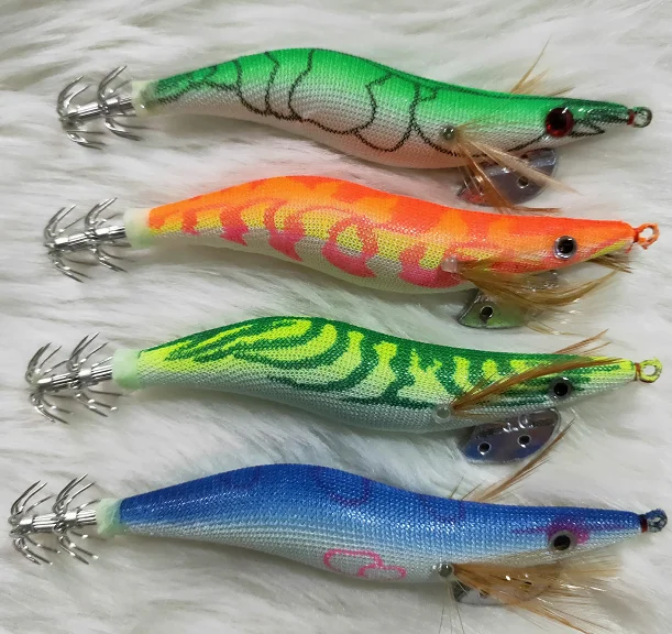 20 шт. 3 0 # приманки для ловли кальмара крючок джиг приманка деревянные креветки