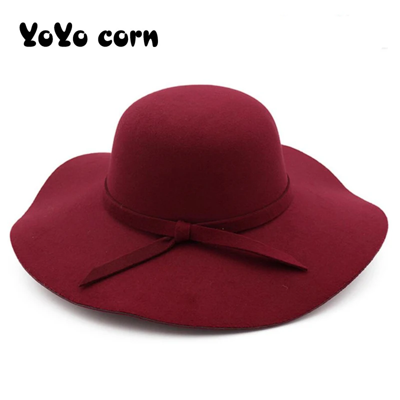 Шляпа Колокол Женская фетровая мягкая винтажная Федора с широкими полями для