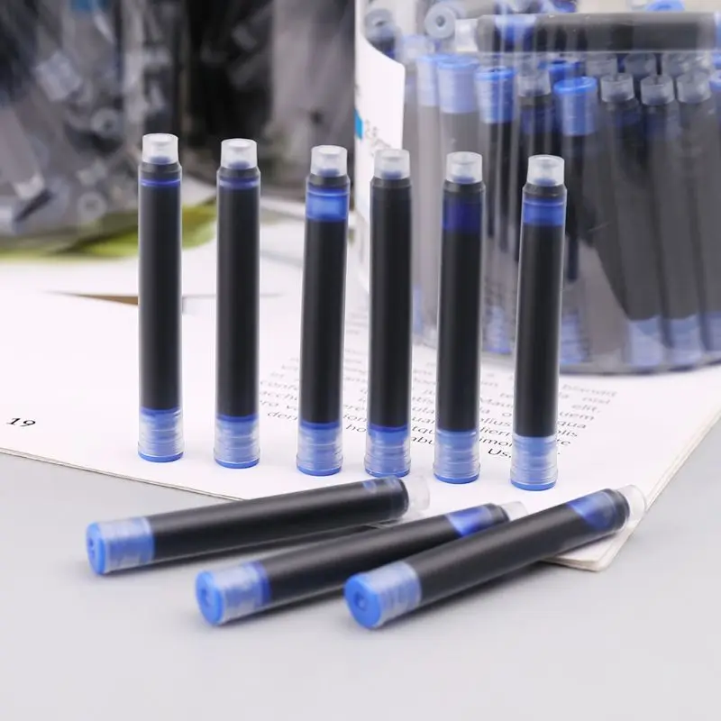 

F2TA 100pcs Jinhao Universal Black Blue Fountain Pen Ink Sac Cartridges 2.6mm Refills School Office Stationery