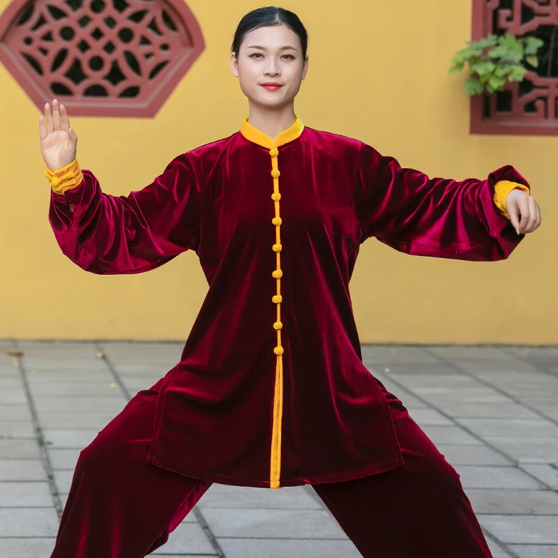 Velour Wushu Clothing Martial Arts Suit Taichi Performance Kung Fu Outfit Autumn Winter Velvet Tai Chi Uniform TA1889 | Тематическая