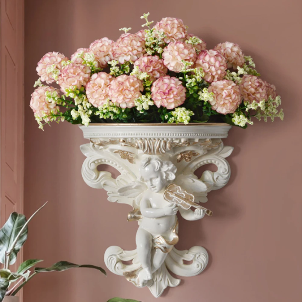 

Stereoscopic Flower Pot Shelf Angel Shape Rococo Plaster Living Room Corbel Cupid Art Crafts Wall Hanging Home Garden Decoration
