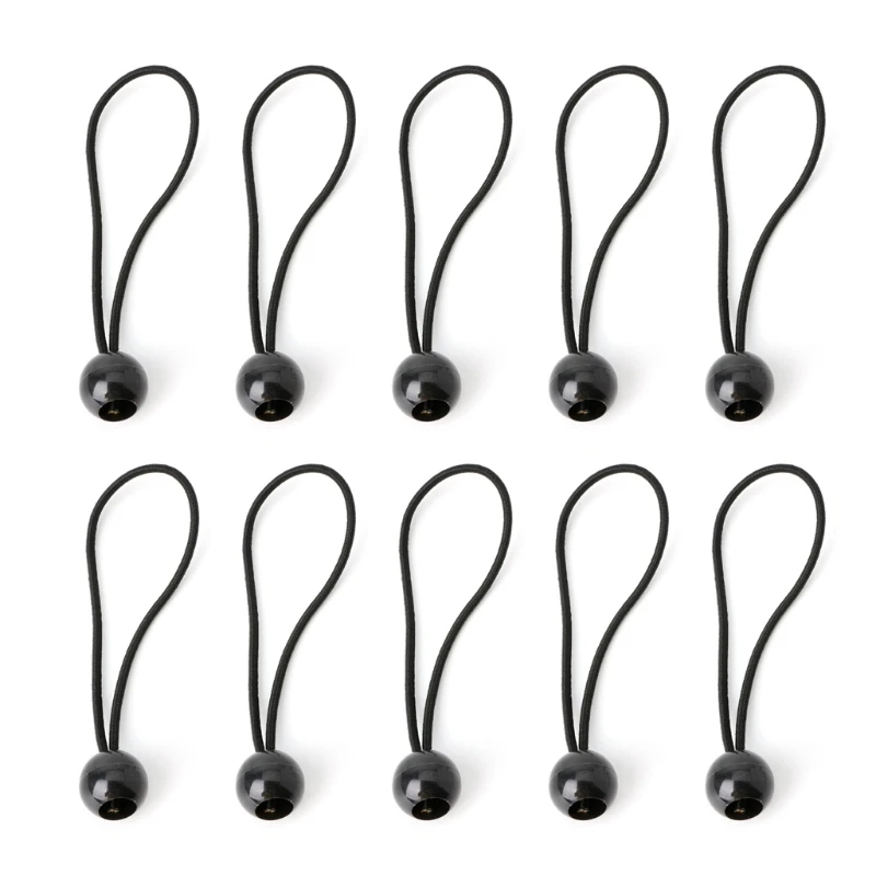 

10 Pcs Black Ball Bungee Pack Shock Elastic Tie Loop Cord Fixing Securing Trailer Ropes Buckle Backpack Accessories Outdoor Tool