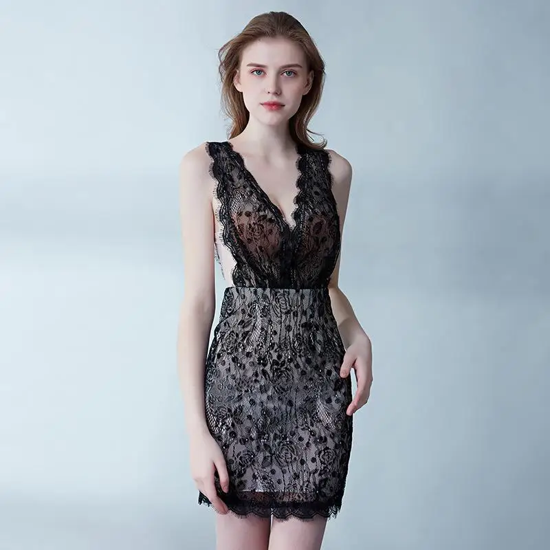 Сексуальное вечернее платье, короткое черное кружевное платье русалки, просвечивающее платье для ночного клуба, элегантное сексуальное платье с v-образным вырезом, африканские платья - Цвет: style 1