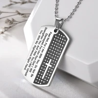 jesus cross bible scripture titanium steel necklace book army brand pendant mens prayer christian stainless steel mens jewelry