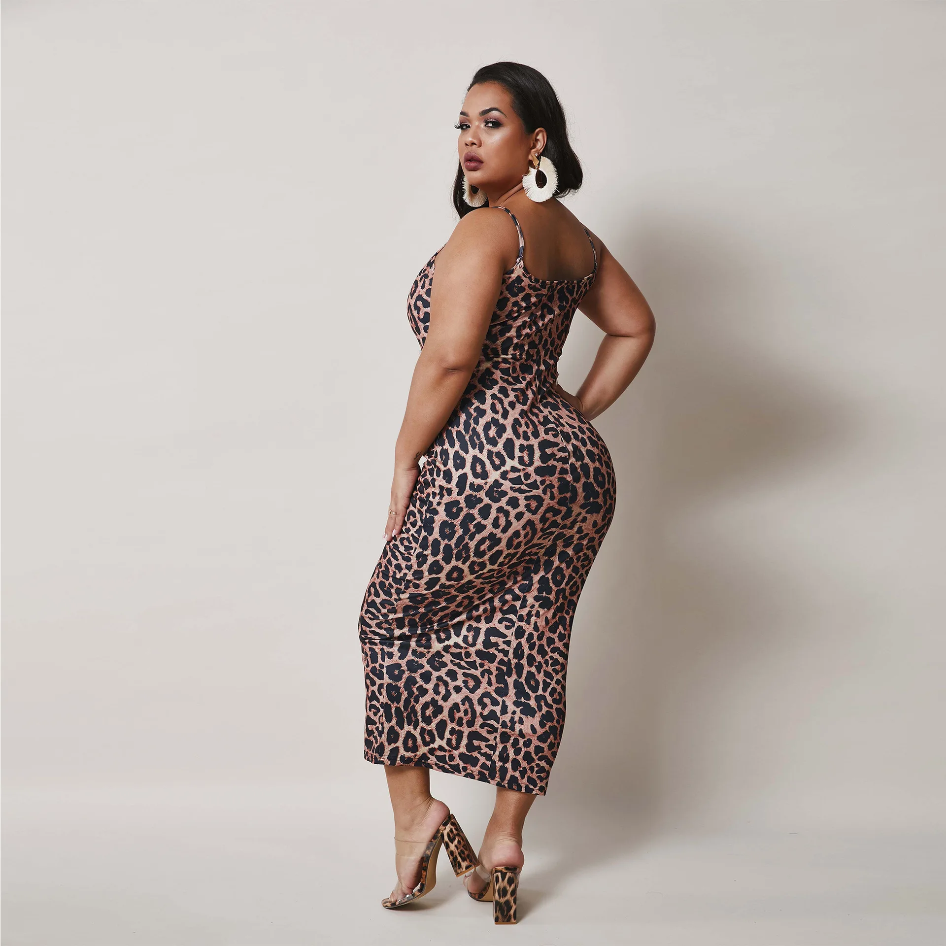

Leopard Print Sexy Sleeveless Women Spaghetti Strap Backless Sundress Summer Club Party Wear Outfit Long Maxi Dress Robe