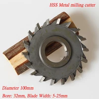 100mm hss milling cutter for metal 4 high speed steel circular caw blades 18 teeth hss soltting cutter width 5 25mm bore 32mm