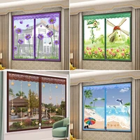 home zipper opening insect anti mosquito net cartoon summer bed bathroom window curtain embroidery flower mesh air tulle screen