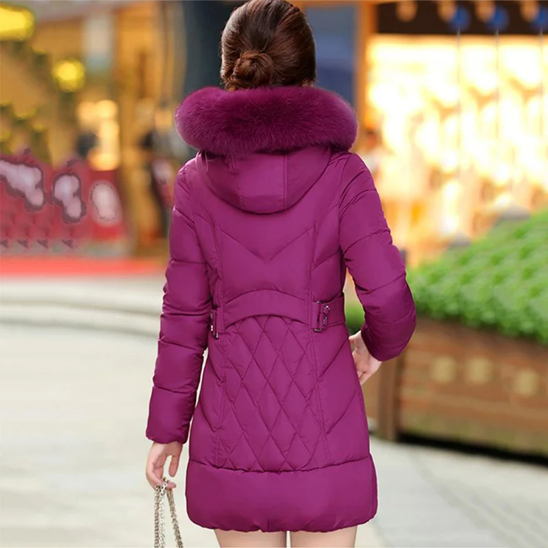 2019 Высококачественная верхняя одежда с капюшоном и меховым воротником Женское