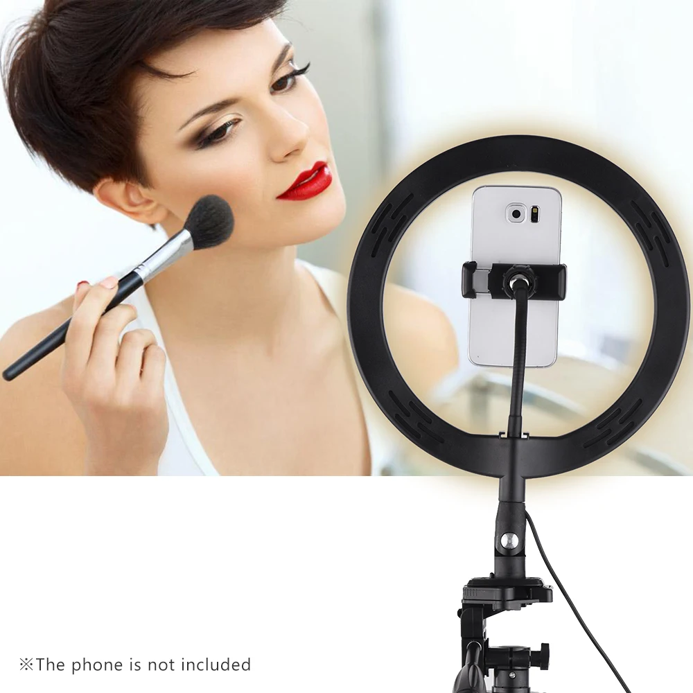 Andoer 10 дюймов светодиодный кольцевая лампа с штатив Трипод стойка держатель