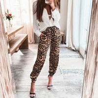 women pencil pants trousers sexy leopard printed pockets long pants autumn winter ankle tied slim fitting sweatpants ropa mujer