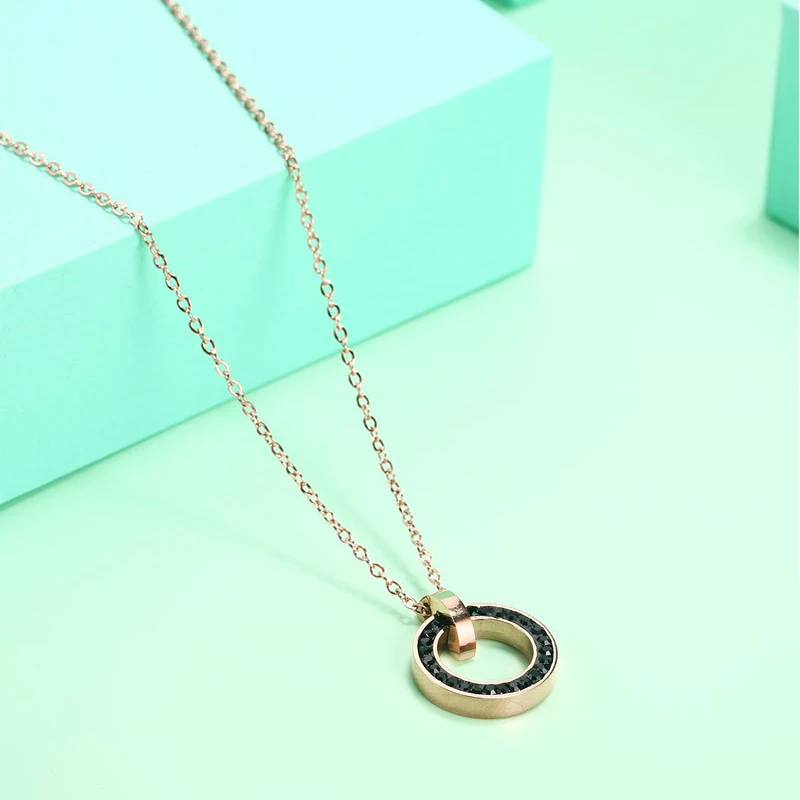 Розовое золото колье для женщин изготовлено из нержавеющей стали