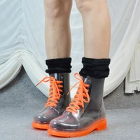 2021women boots for martins rain boots winter transparent candy colour girls water shoes overshoes non slip woman ankle boots la