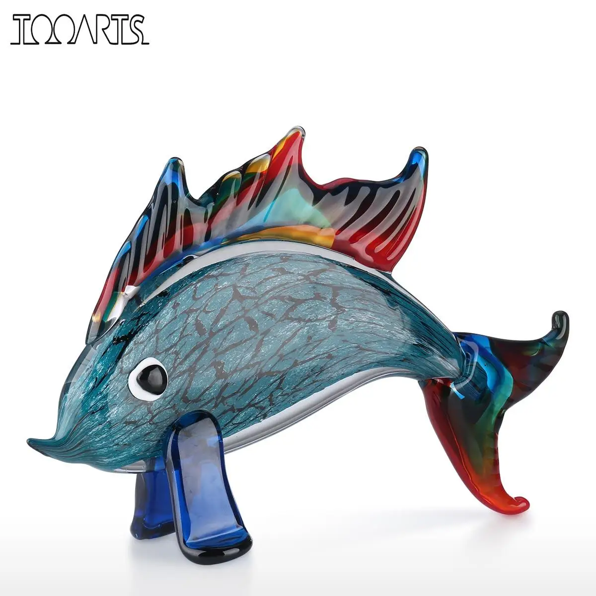 Рыба из красного стекла выдувная вручную стеклянная фигурка рыбы коллекционный