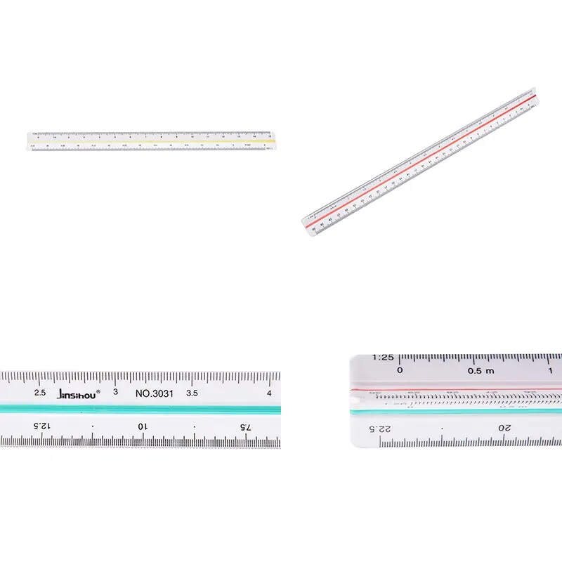 

1pcs 1:20 1:25 1:50 1:75 1:100 1:125 Plastic Triangular Scale Ruler Measurement